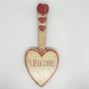 Vintage Wood Heart Welcome Spoon Cottagecore Fairy Painted